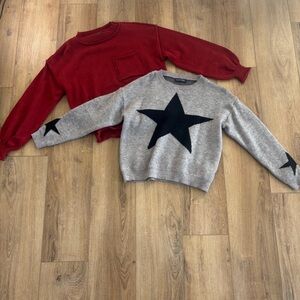 SHEIN Vibrant Red and Star Sweater